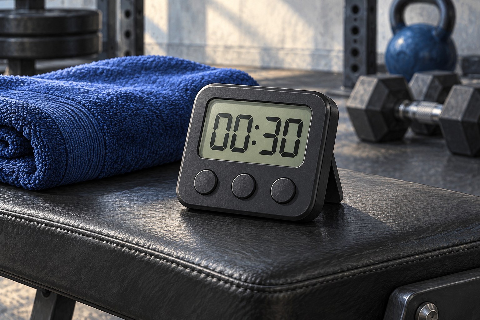Generated illustration of a small digital interval timer showing thirty seconds.