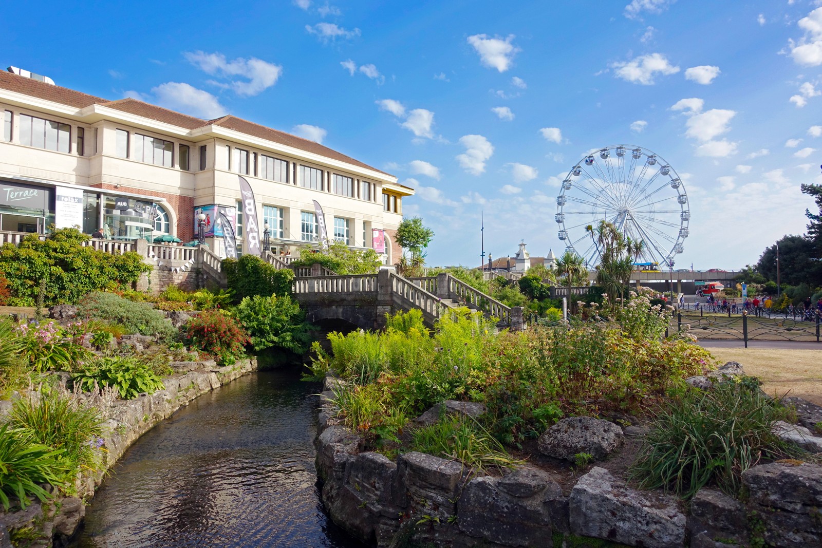 The Bourne stream and paths through Bournemouth Lower Gardens.